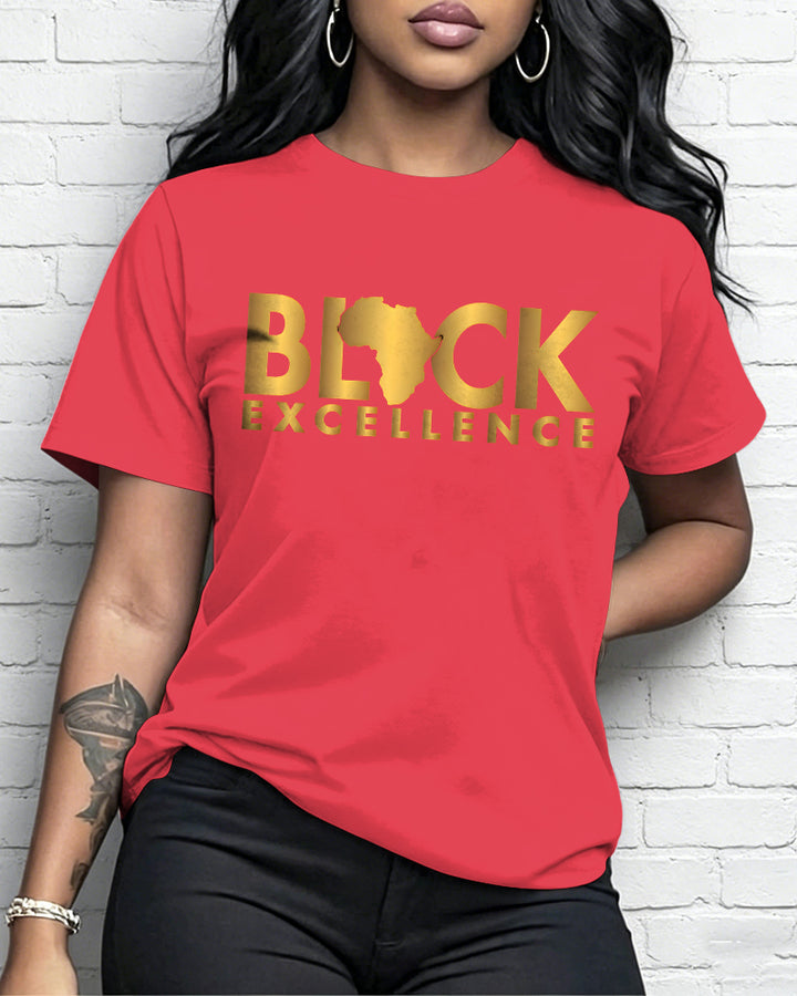 100% Cotton Black Excellence Crew Neck Short Sleeve Tshirt