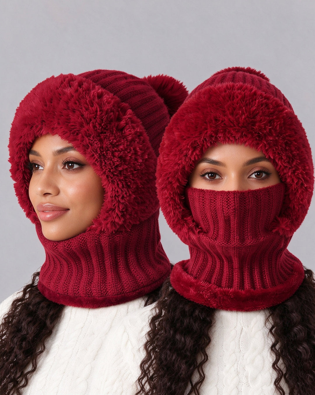 Winter Women's Plush Hat - 3-in-1 Warm andCozy Design
