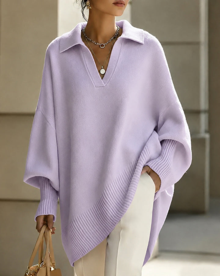 Lapel Pullover Loose Knit Sweater