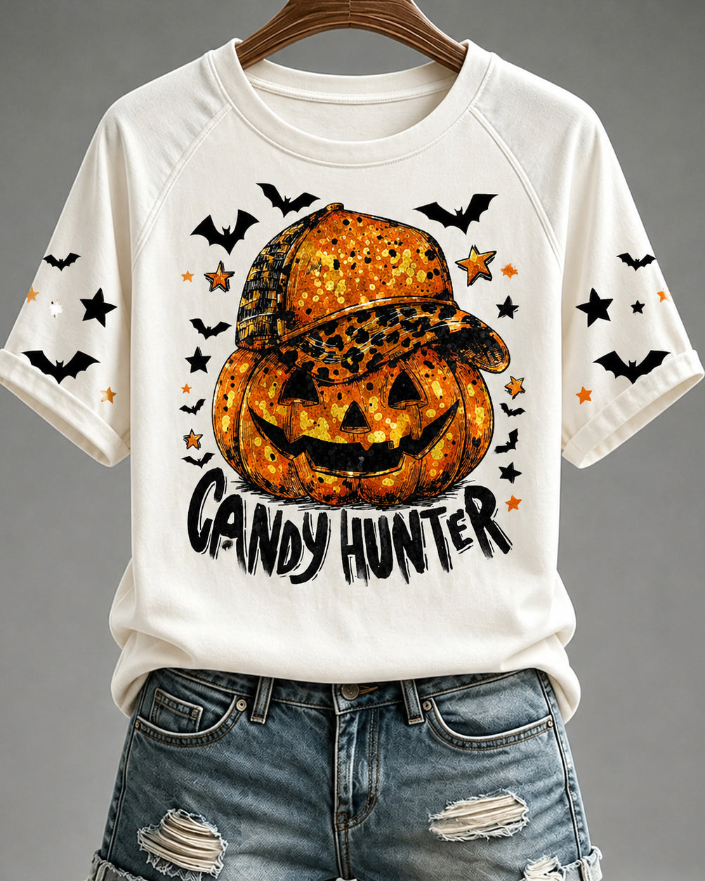 100% Cotton Camo Pumpkin Candy Hunter Crew Neck Short Sleeve Tshirt