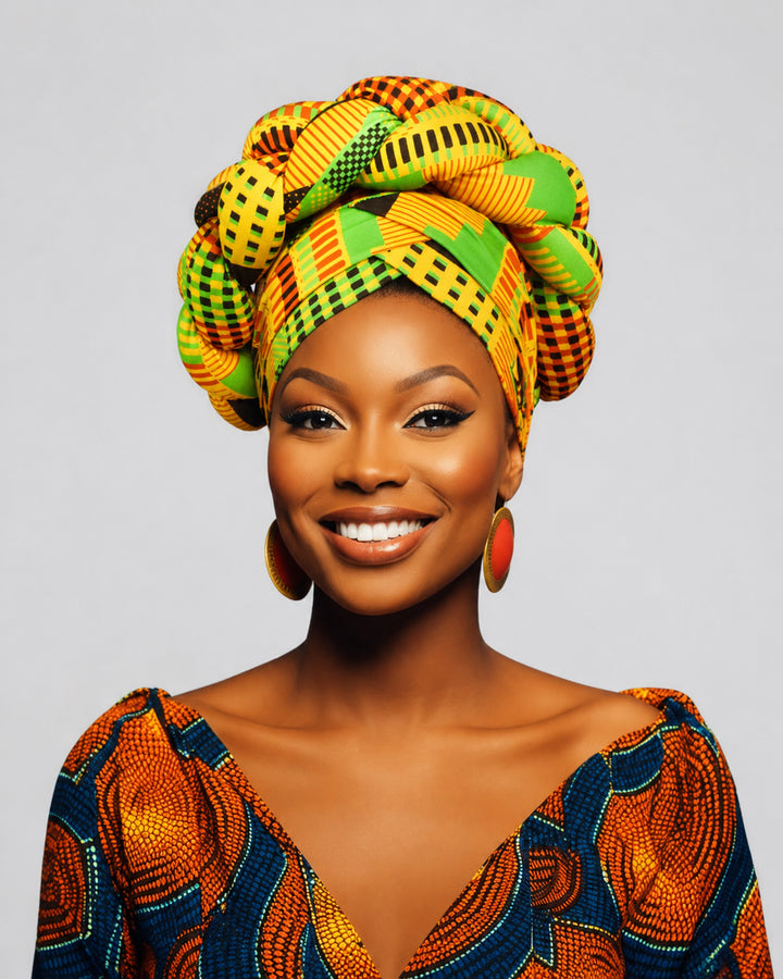 Fun Print Sponge Pigtail Turban Hat Headscarf Hat