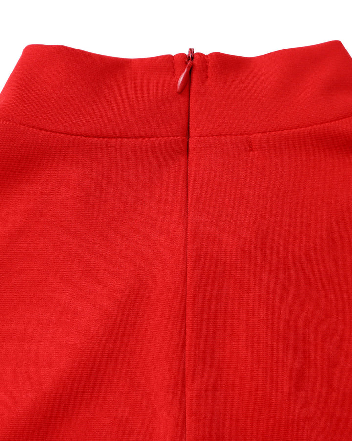 Elegant Mock Neck Long Sleeve Bodycon Midi Dress with 3D Rose Cuff