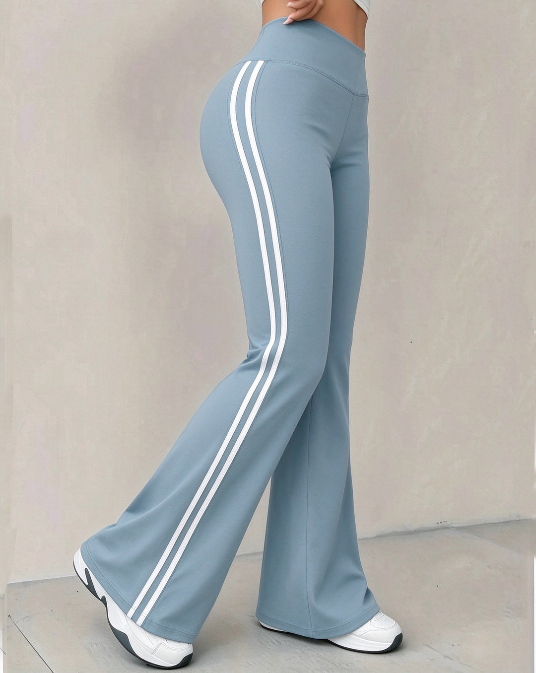 Side Stripes High Waist Flare Yoga Pants for Women