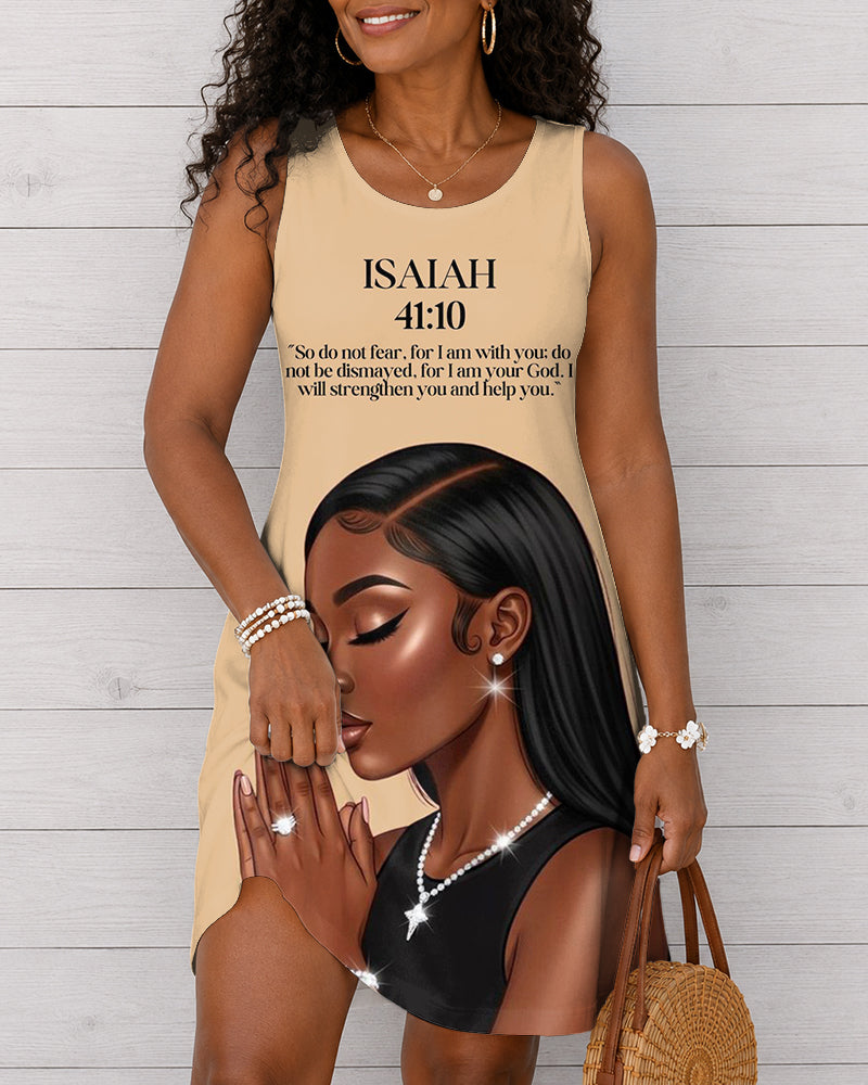 Do Not Fear Masterpiece Round Neck Sleeveless Mini Casual Dress