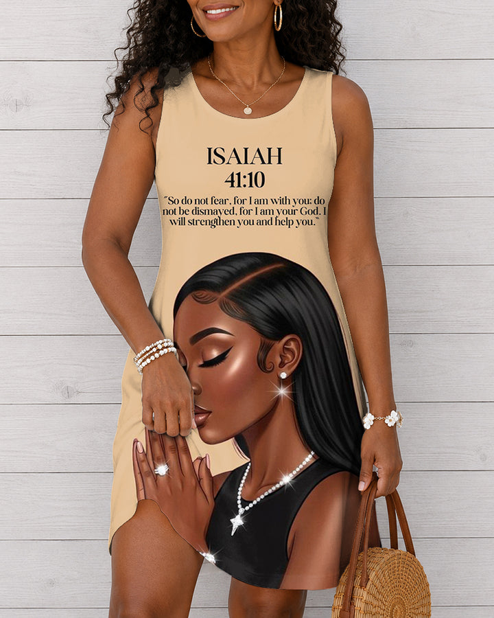 Do Not Fear Masterpiece Round Neck Sleeveless Mini Casual Dress