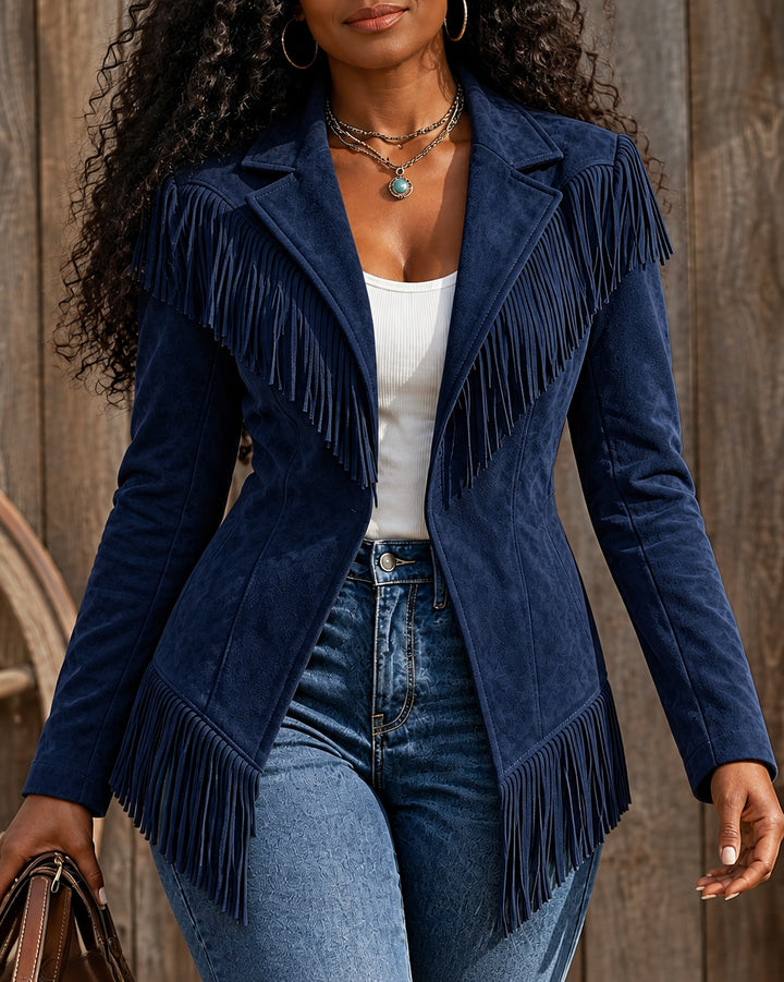 Women's Western Faux Suede Fringe Jacket