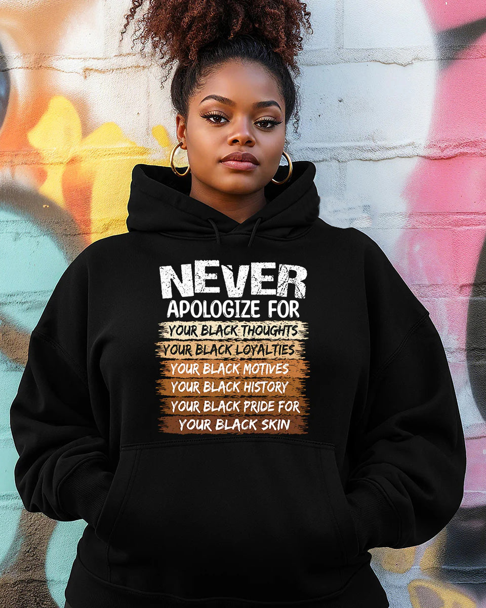 Never Apologize Letter Long-sleeved Hoodies