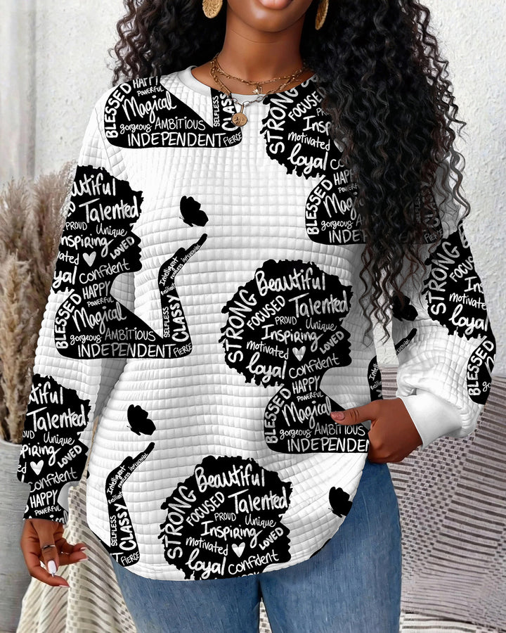 Black Girl Magic Waffle Crewneck Long Sleeve Sweatshirt