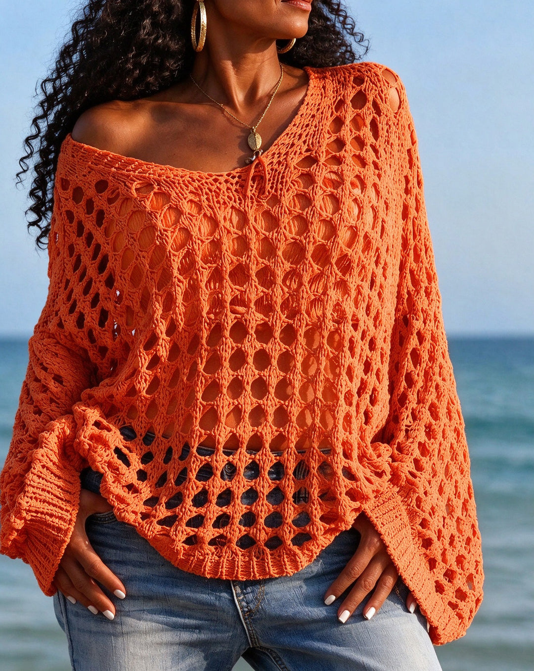 Women's Hollow Out Crochet Knit Top
