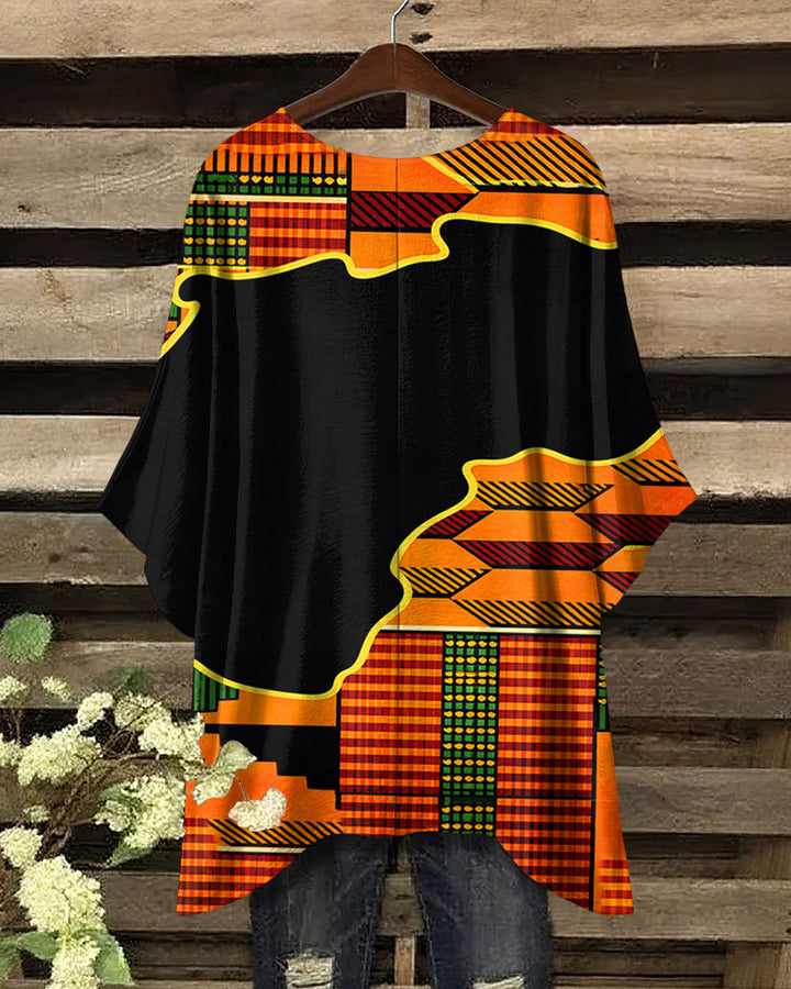 Juneteenth Ankara Totem Splicing Print Irregular Top