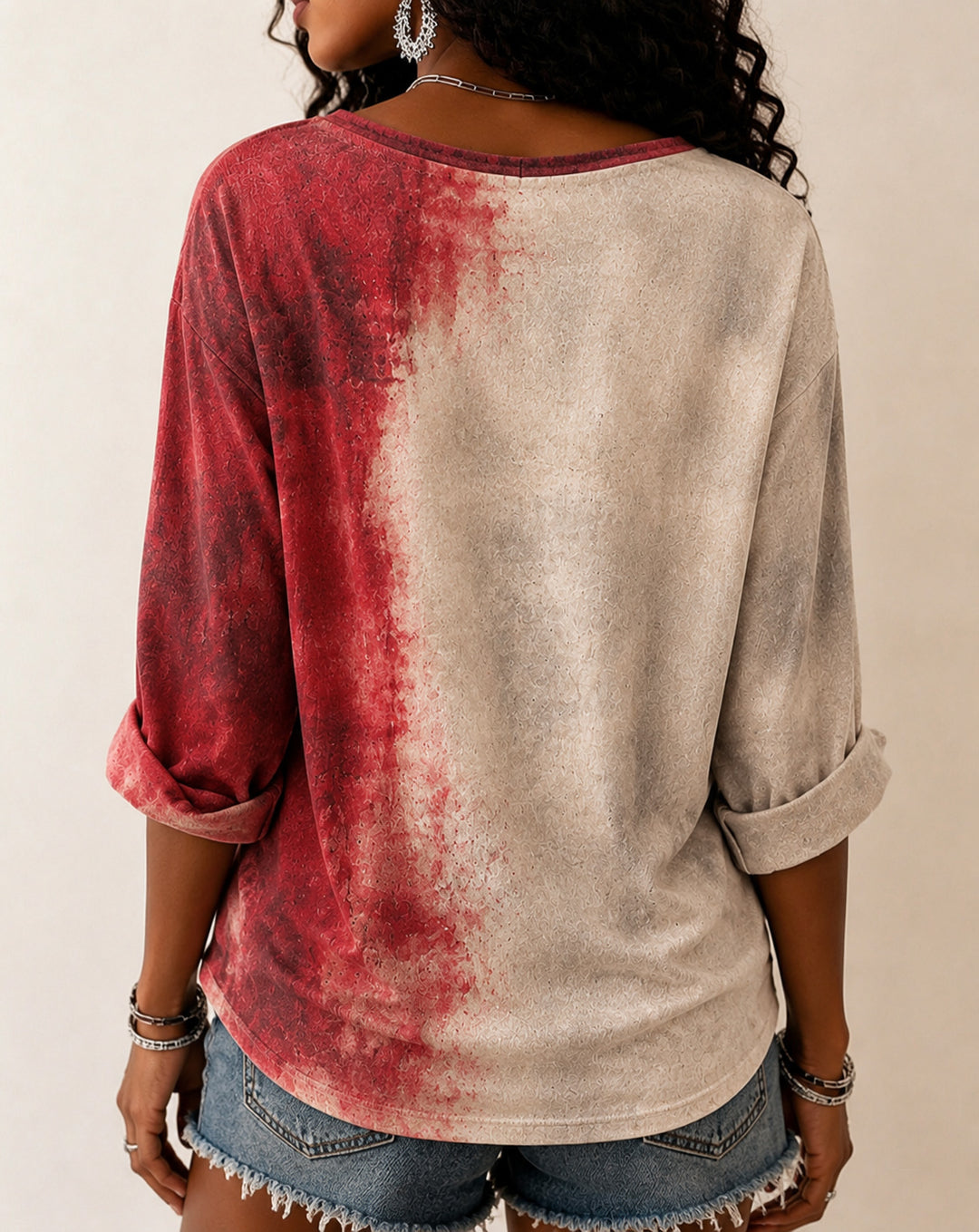 Blood Problem Solved Halloween Print V-neck Loose T-shirt