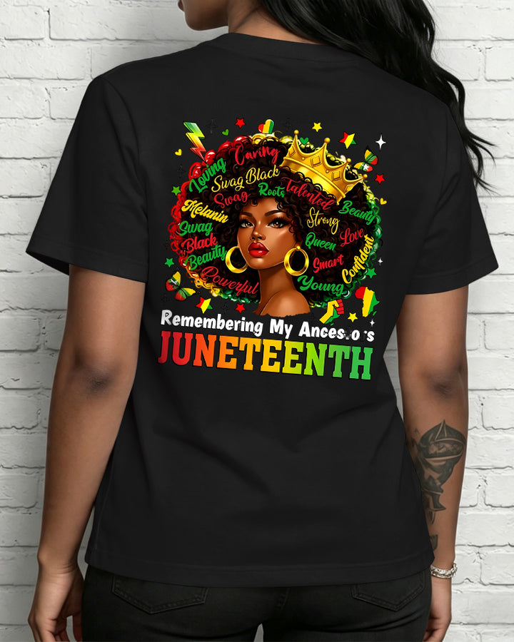 100% Cotton Remembering My Ancestors Juneteenth Crew Neck Short Sleeve Tshirt