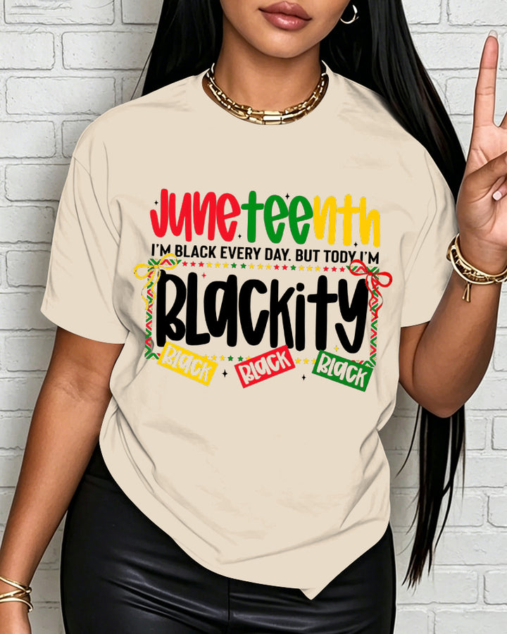 100% Cotton Juneteenth 1865 Blackity Crew Neck Short Sleeve Tshirt
