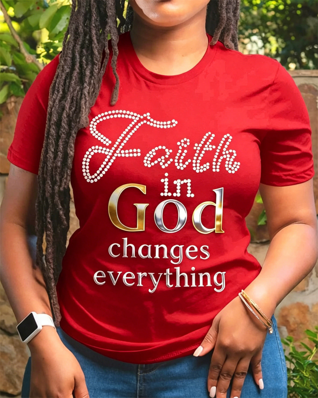 100% Cotton Faith In God Change Everything Crew Neck Short Sleeve Tshirt
