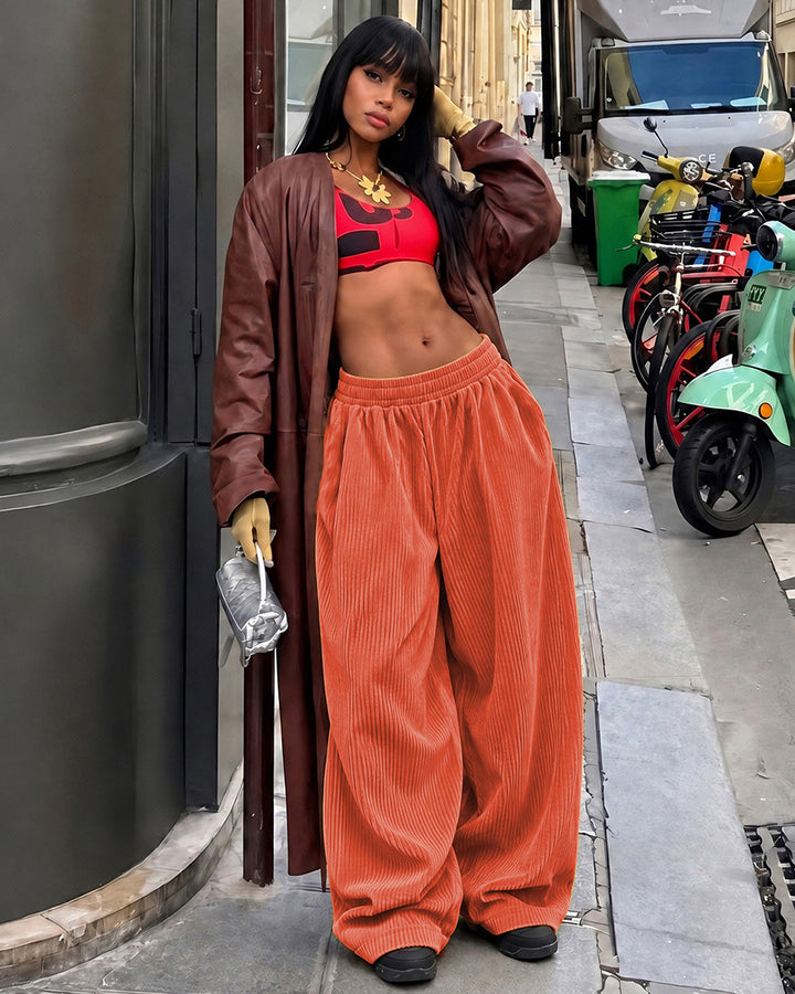 Women's Corduroy Wide Leg Baggy Pants