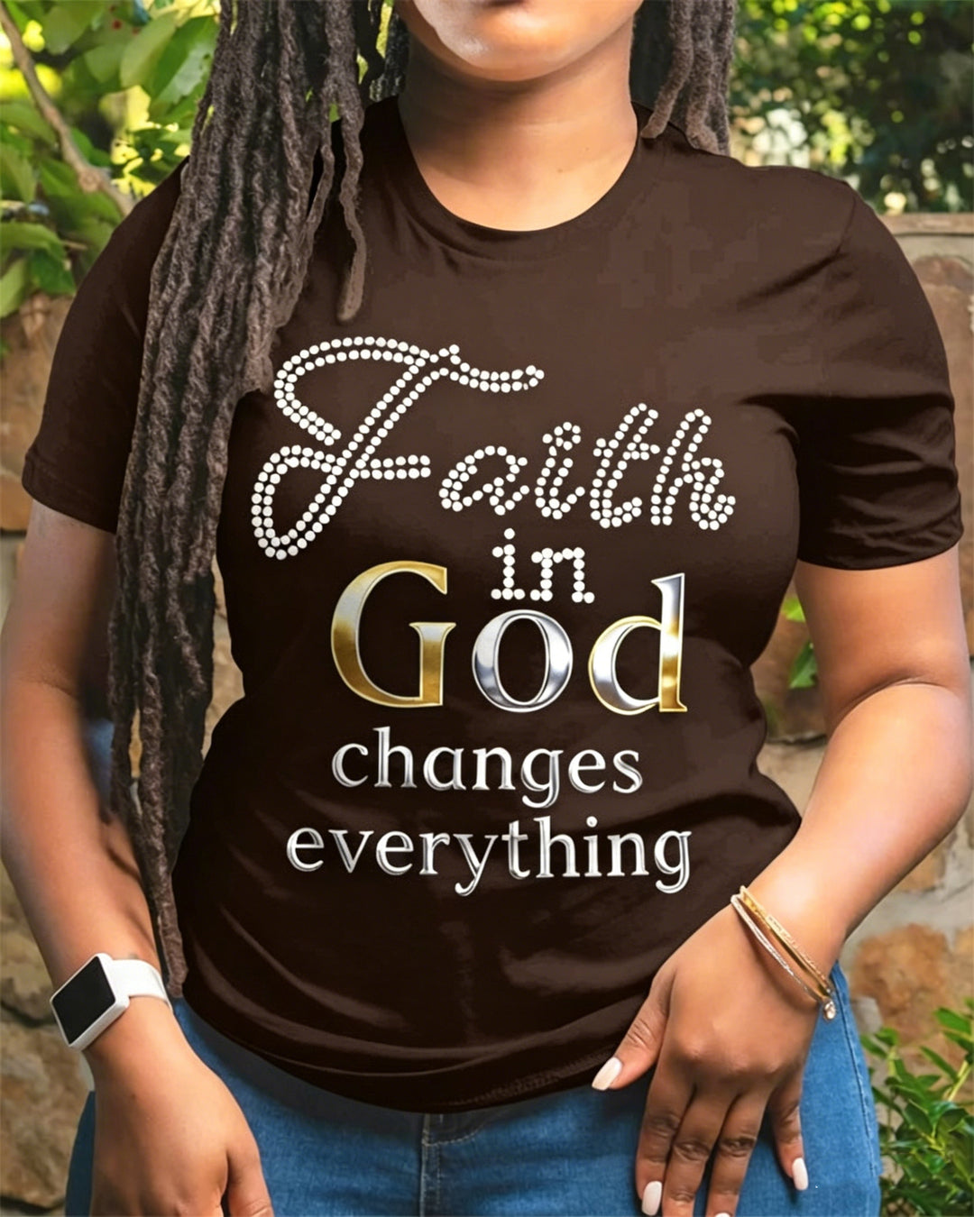 100% Cotton Faith In God Change Everything Crew Neck Short Sleeve Tshirt