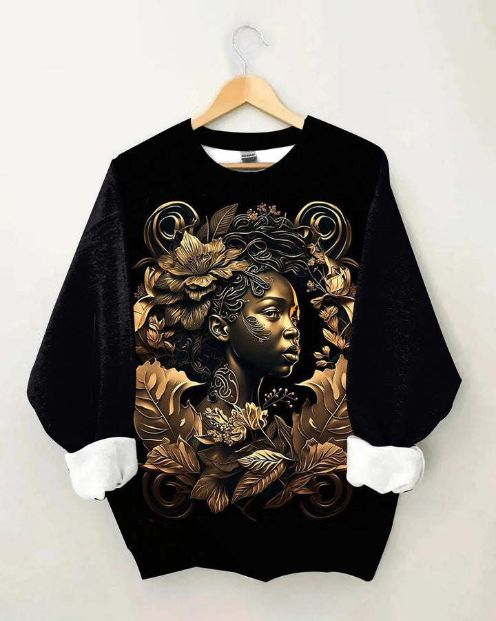 Metallic Art Portrait Crewneck Sweatshirt