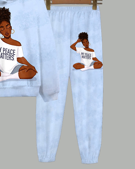 My Peace Matters Long Sleeve Hoodie Two Pieces Set