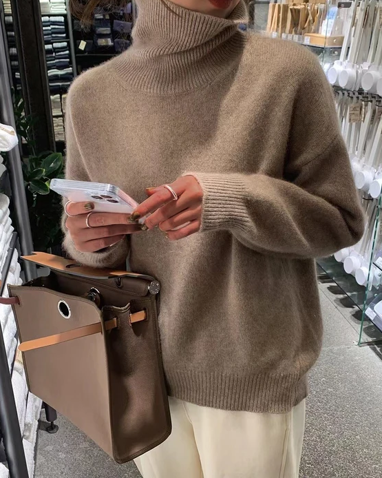 Autumn And Winter High Neck Solid Color Outer Wear Sweater