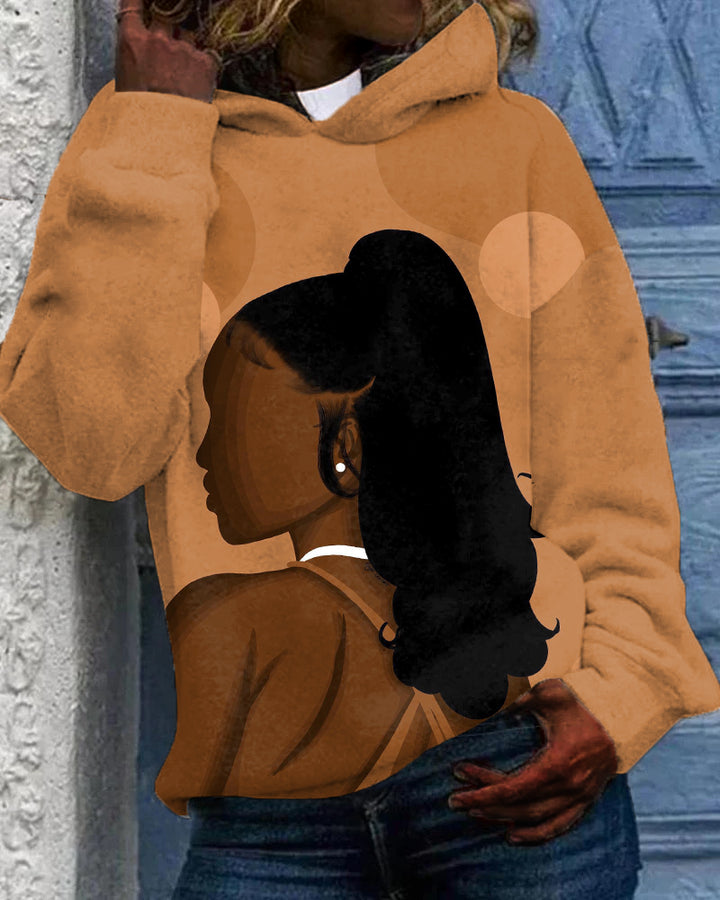 Afro Black Woman Long-sleeved Hoodie