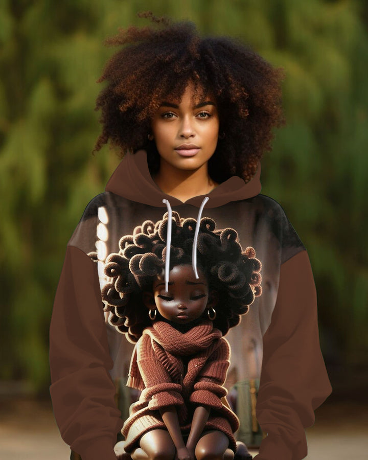 Cute Curly Girl Long-sleeved Hoodie