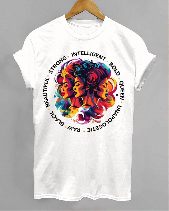 Black Beautiful Strong Crew Neck Short Sleeve T-Shirt