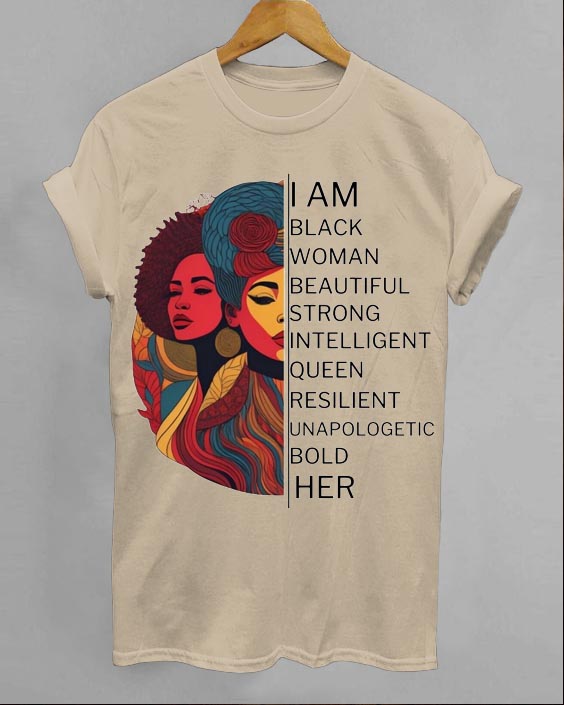 I Am Black Woman Crew Neck Short Sleeve T-Shirt