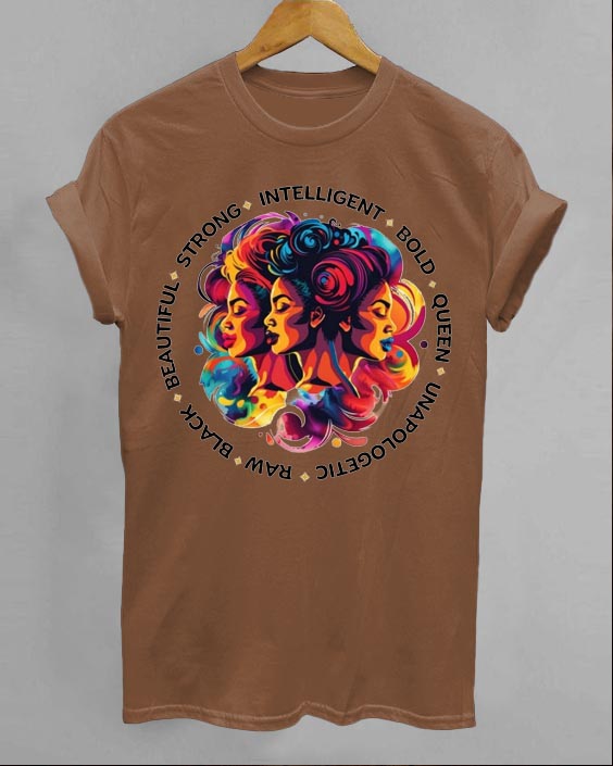 Black Beautiful Strong Crew Neck Short Sleeve T-Shirt