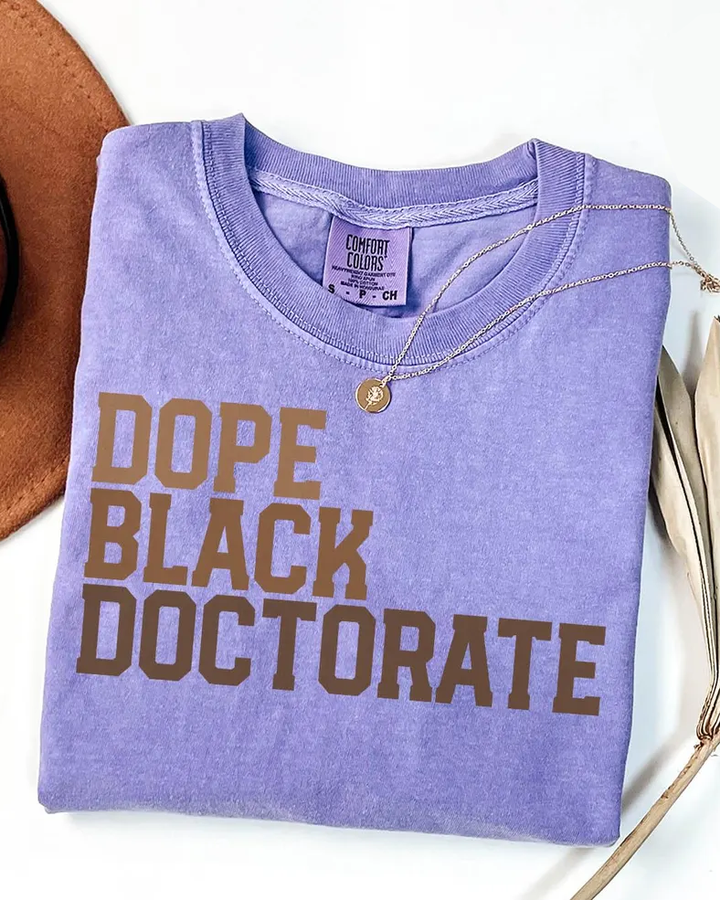 Dope Black Doctorate Washed Cotton Crew Neck Loose Short Sleeve Tshirt