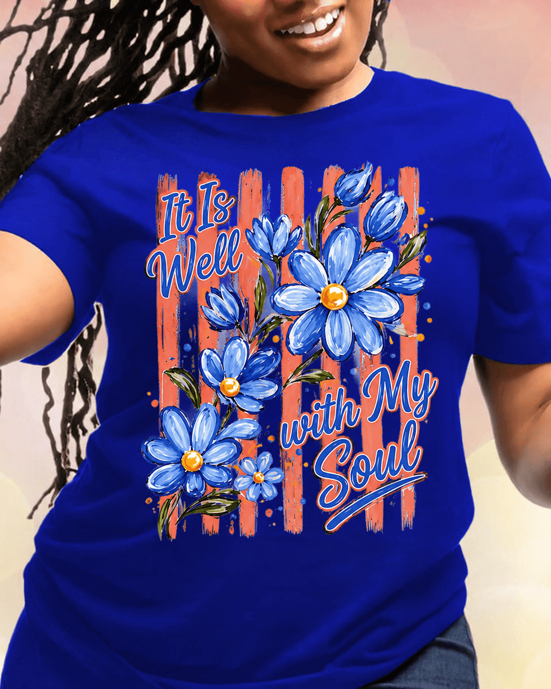 100% Cotton It Is Well with My Soul Crew Neck Short Sleeve Tshirt