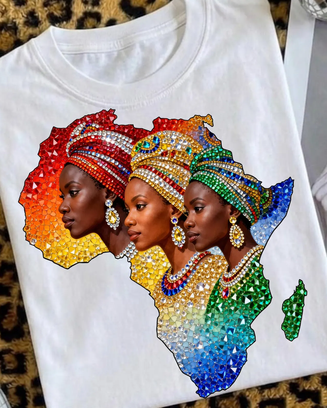 Juneteenth Black Woman African Map Crew Neck Short Sleeve Tshirt