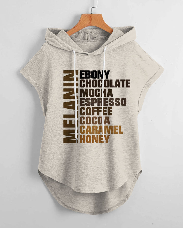 Nubian Melanin Black Girl Hem Drawstring Hooded Tee