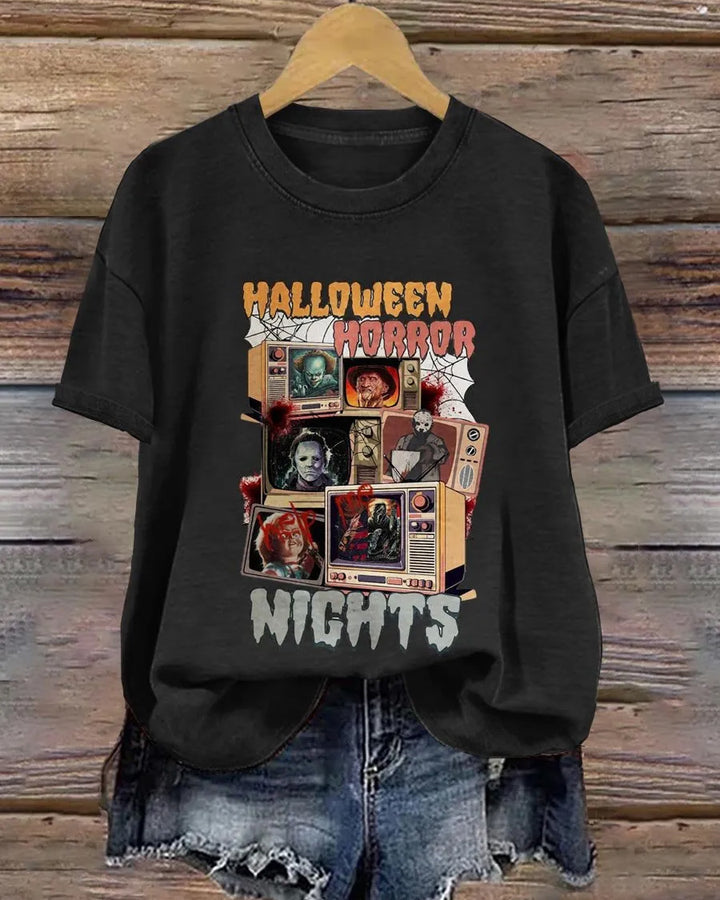 Halloween Horror Wights Spooky Season Cotton Crew Neck Short Sleeve Tshirt