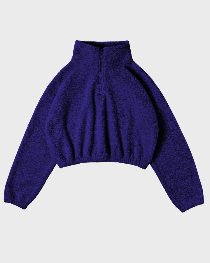 Women's Zip-up Stand Collar Loose-fit Fleece Sweatshirt