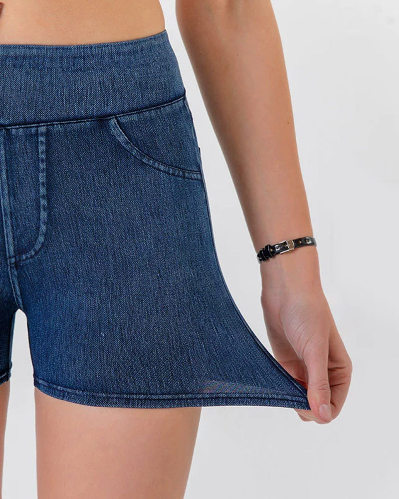 Women's High Waist Stretch Hip Yoga Denim Shorts