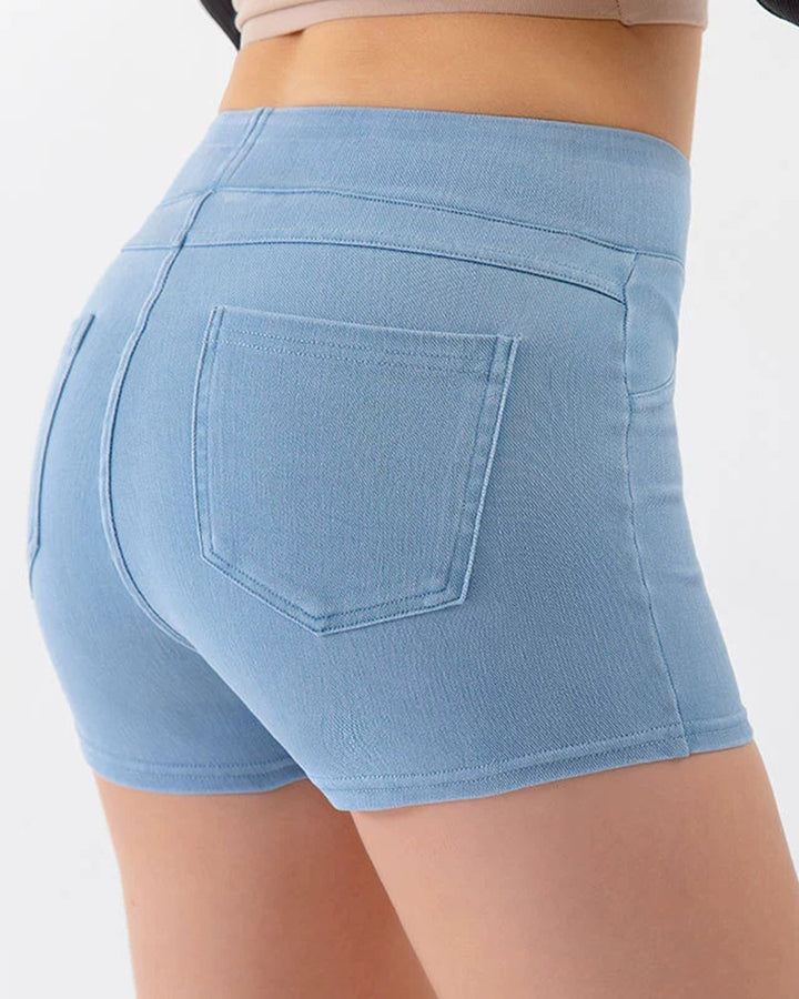 Women's High Waist Stretch Hip Yoga Denim Shorts
