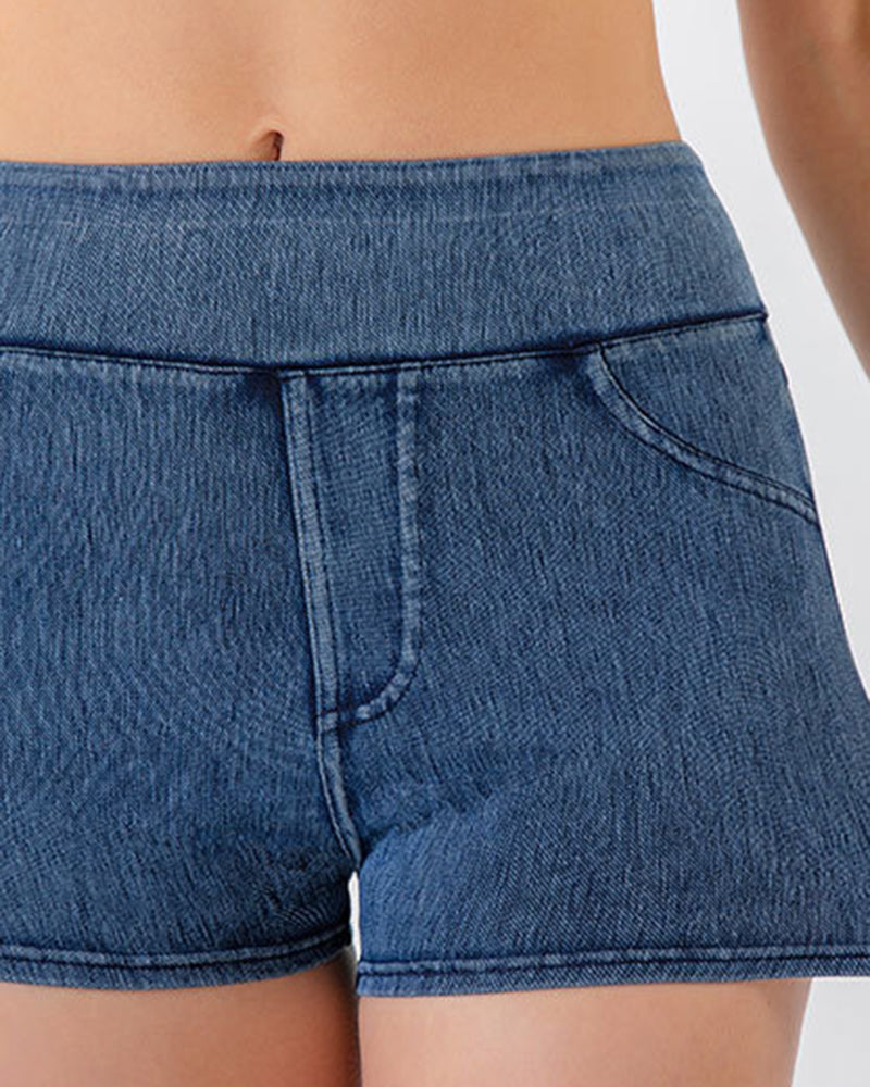 Women's High Waist Stretch Hip Yoga Denim Shorts