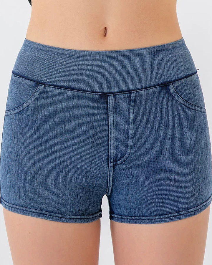 Women's High Waist Stretch Hip Yoga Denim Shorts
