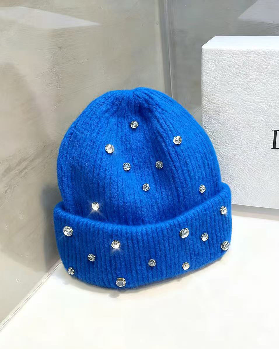 Rhinestone-embellished Knitted Warm Hat
