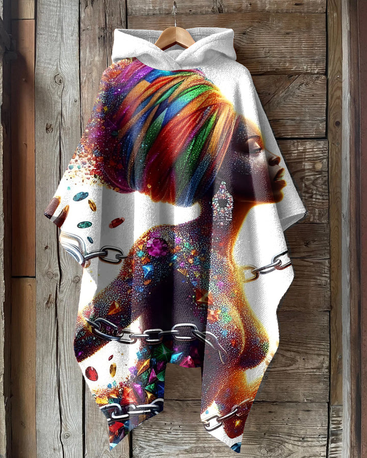 Women Who Fight for Freedom Fleece Hooded Loose Cape