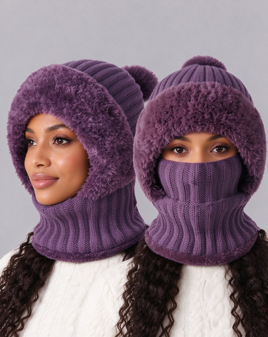 Winter Women's Plush Hat - 3-in-1 Warm andCozy Design