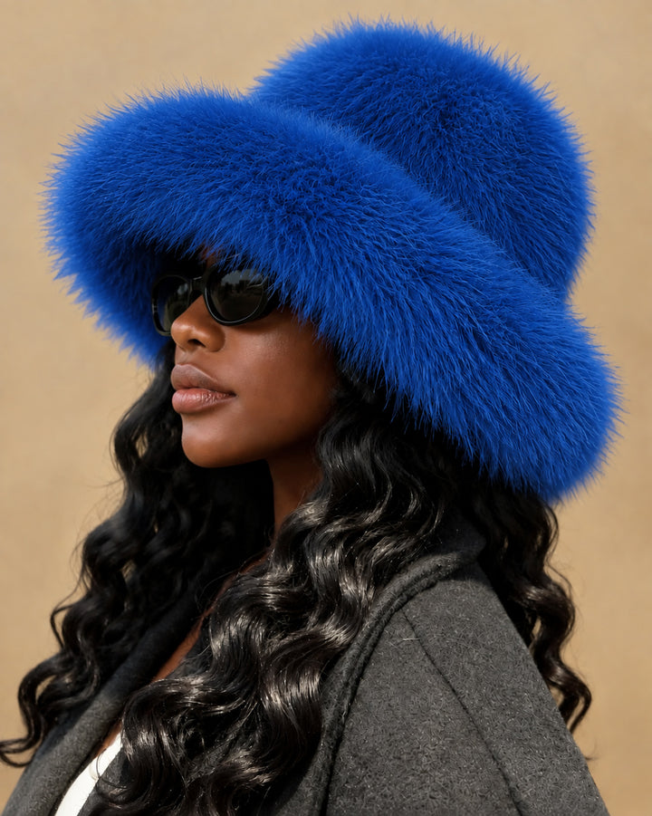 Women's Fluffy Wide Brim Plush Fisherman Cap
