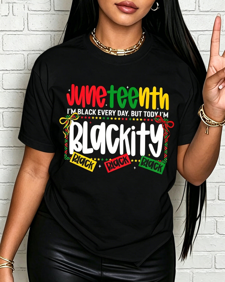100% Cotton Juneteenth 1865 Blackity Crew Neck Short Sleeve Tshirt