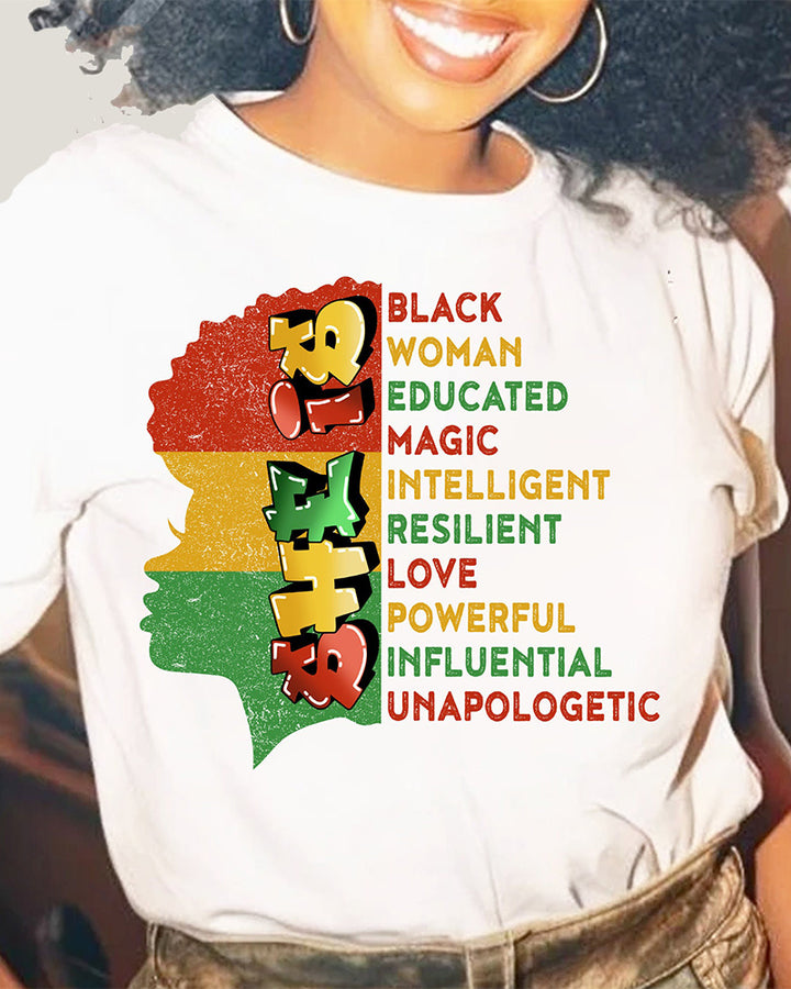 She Is Black Woman Crew Neck Short Sleeve Cotton T-Shirt