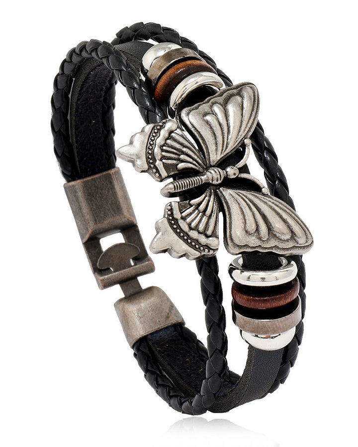 Elegant Butterfly Multi-Leather Bracelet
