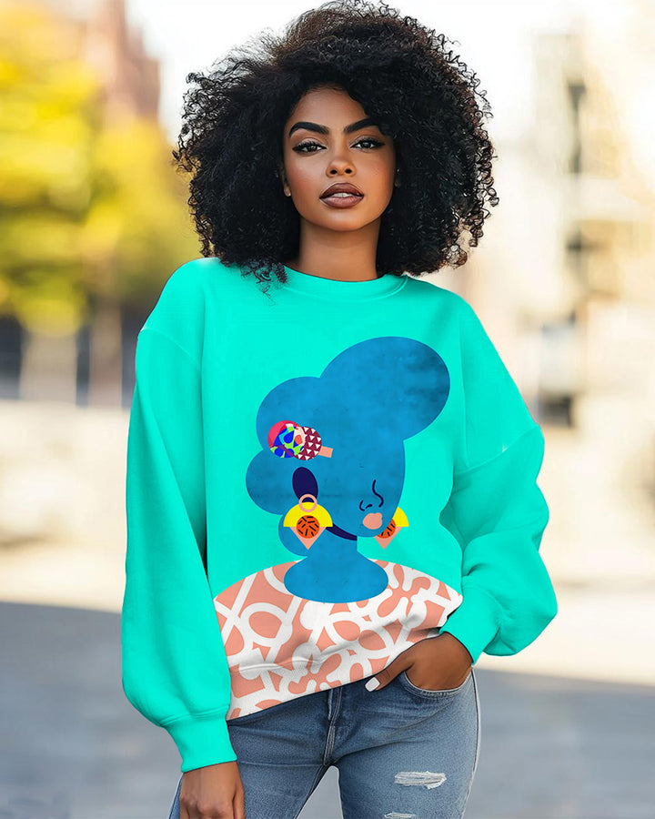 Ethnic Fashion Art Print Long Sleeve Sweatshirt