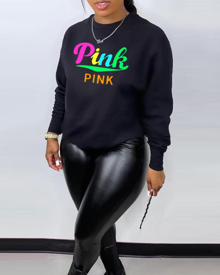 Simple Letters Pink Sweatshirt