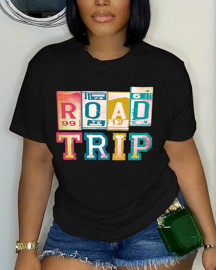 Road Trip 100% Cotton Crew Neck Short Sleeve Tshirt