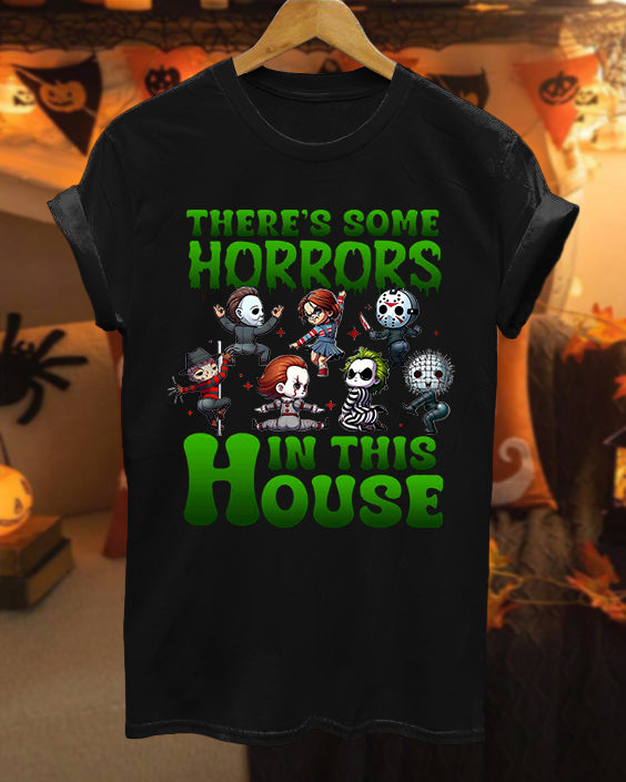 There Are Horrors In This House Pumpkin Hallowee 100% Cotton Crew Neck Short Sleeve Tshirt