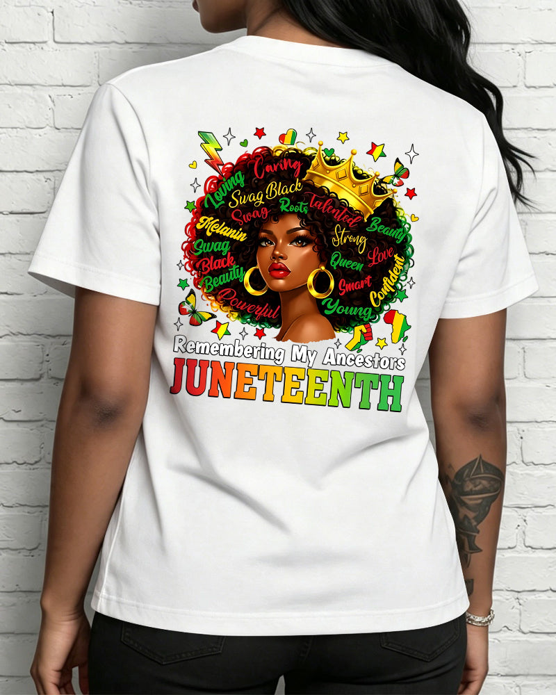 100% Cotton Remembering My Ancestors Juneteenth Crew Neck Short Sleeve Tshirt